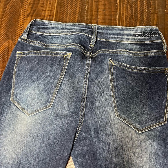 Vigoss Thompson Tomboy Fit Ankle Denim Jeans Low Waist Rise Distressed Dark Wash - Picture 8 of 13